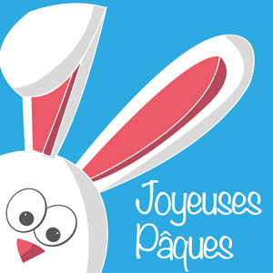 Image de lapin de Pâques avec une phrase de voeux joyeuses Pâques. Le lapin de Pâques comme l'œuf de Pâques a toujours été un symbole de cette célèbre fête.
